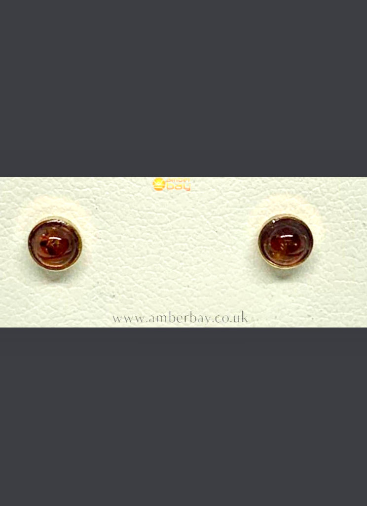 9ct Yellow Gold Cognac Baltic Amber Stud Earrings