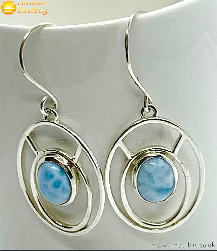 Sterling Silver and Larimar Drop Earrings