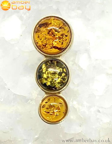 9ct Yellow Gold Green and Cognac Baltic Amber Pendant