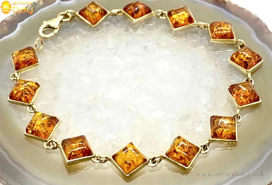 9ct Yellow Gold Cognac Baltic Amber Bracelet