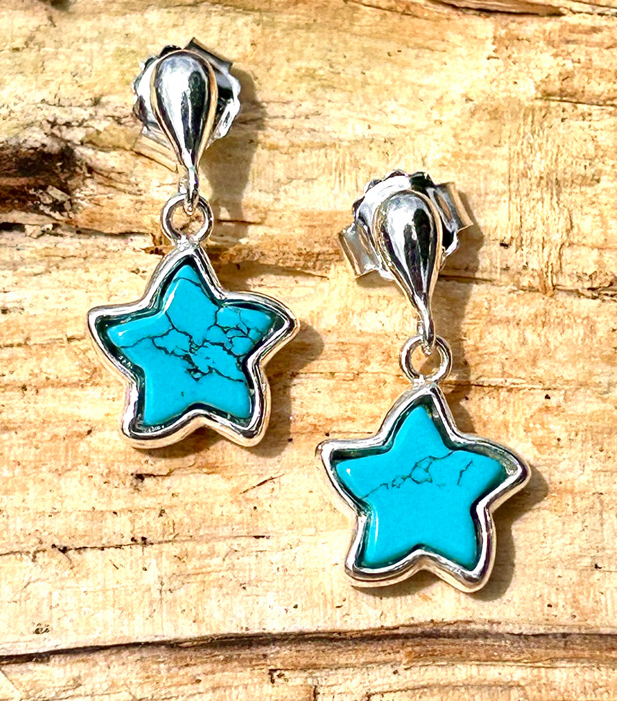 Sterling Silver and Turquoise Starfish  Earrings