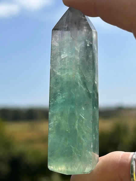 Green Fluorite Crystal Point