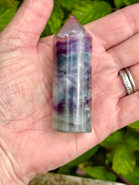 Green & Purple Fluorite Rounded Crystal Point