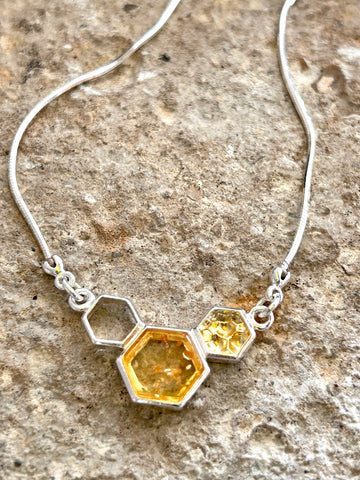 Sterling Silver and Amber Honeycomb Bracelet