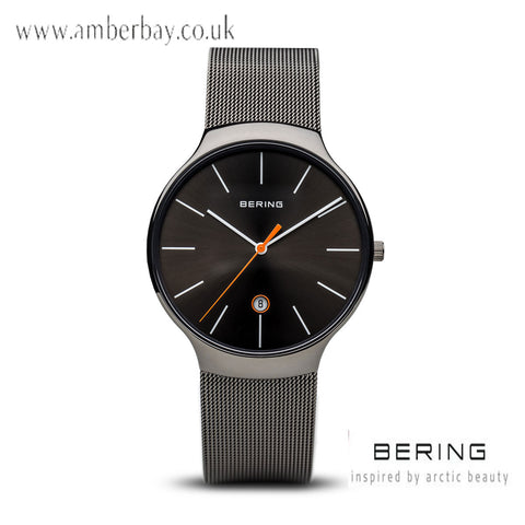 Bering Gents Multifunction Stainless Steel Mesh Watch 13338-077