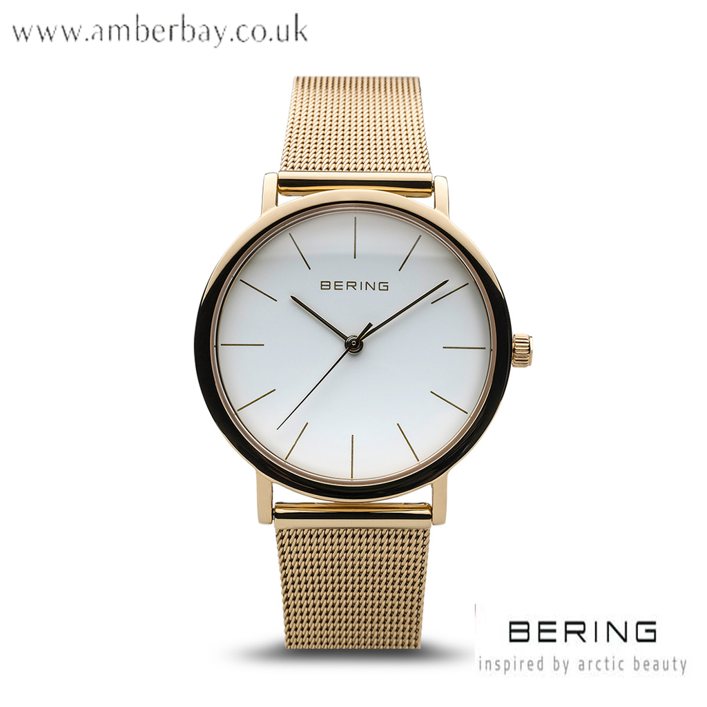 Bering Ladies Gold Stainless Steel Milanese Watch 13436-334