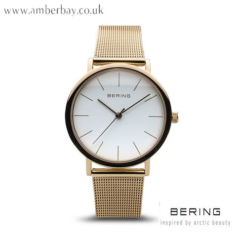 Bering Ladies Gold Stainless Steel Milanese Watch 13436-334