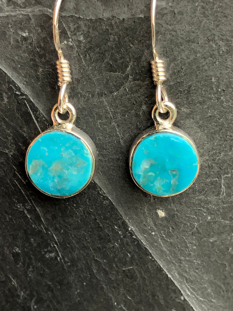 Sleeping Beauty Turquoise Round Drop Earrings