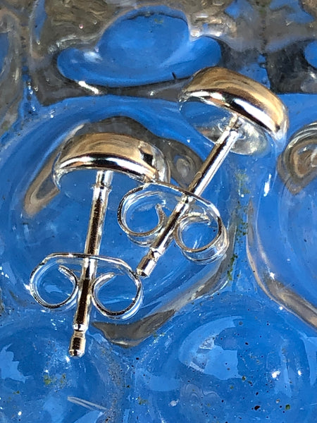 Sterling Silver and blue Opalique Ear Studs