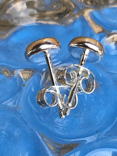 Sterling Silver and blue Opalique Ear Studs
