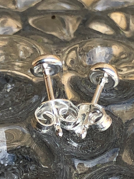 Sterling Silver and blue Opalique Ear Studs