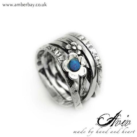 Aviv Sterling Silver and Opal Daisy Ring at Amber Bay