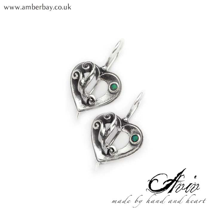 Aviv Sterling Silver and Opal Heart Drop Earrings at Amber Bay
