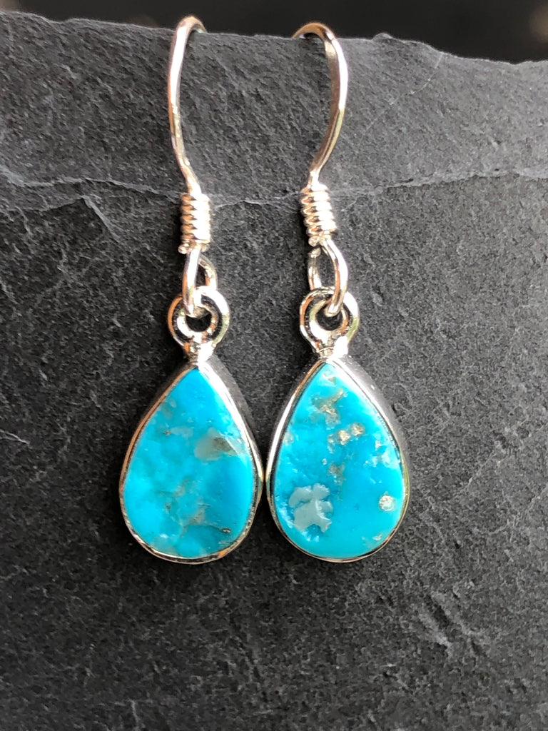 Sleeping Beauty Turquoise Teardrop shape Drop Earrings