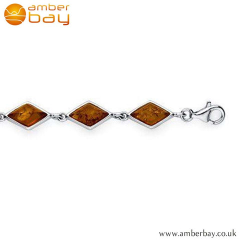 Silver and Amber Triangular Bracelet BR207 at Amber Bay