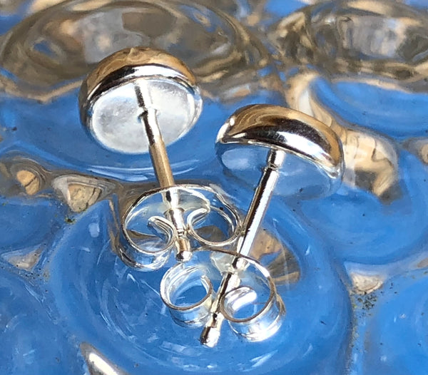 Sterling Silver and blue Opalique Ear Studs