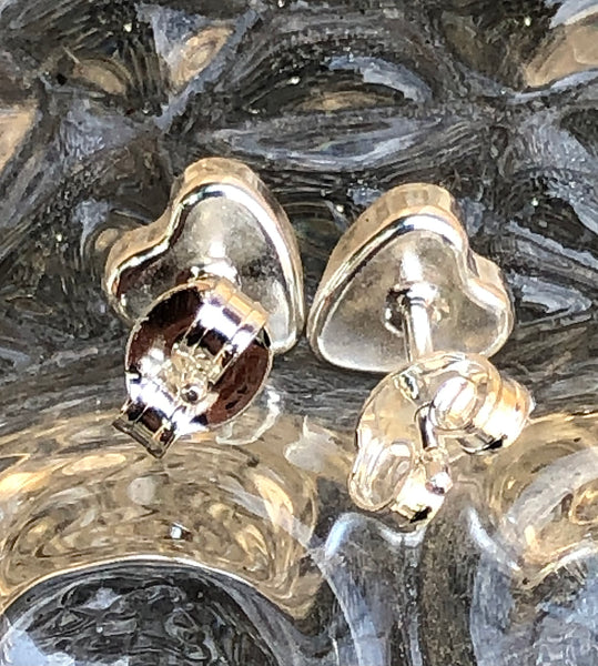 Sterling Silver and blue Opalique Heart shape Ear Studs