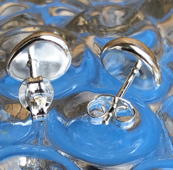 Sterling Silver and blue Opalique Teardrop shape Ear Studs