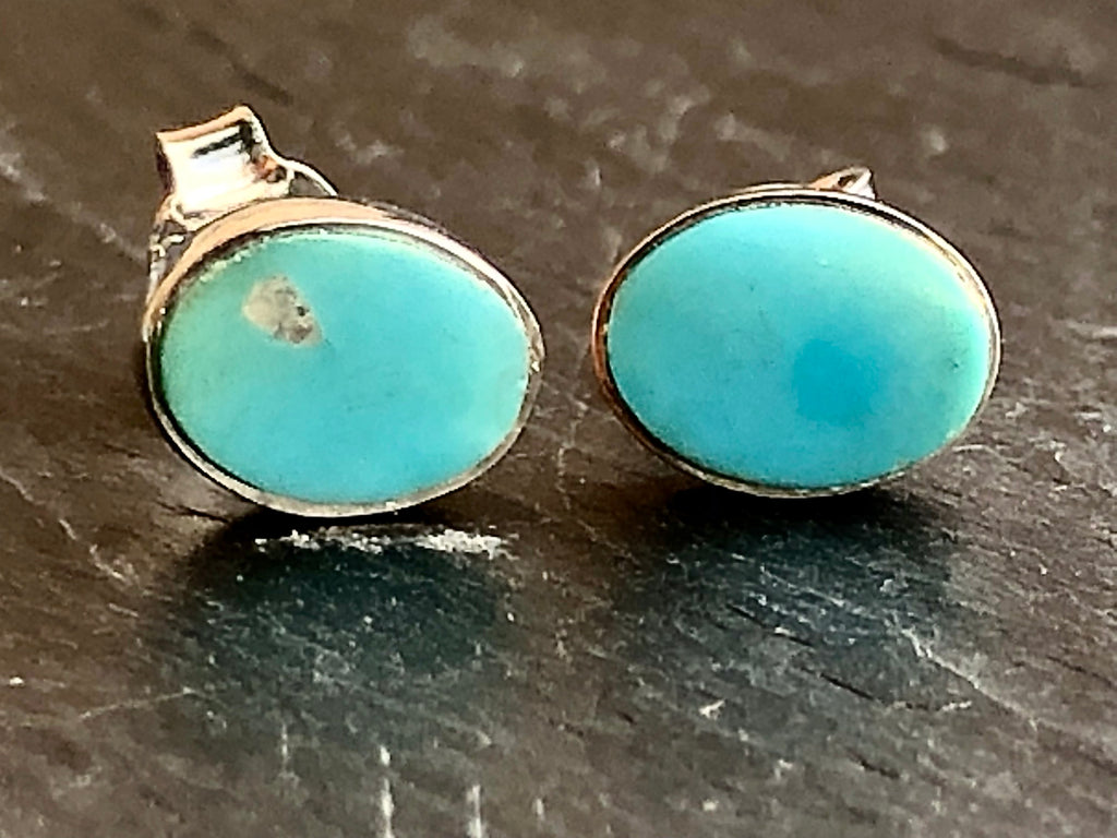 Sleeping Beauty Turquoise Oval Stud Earrings