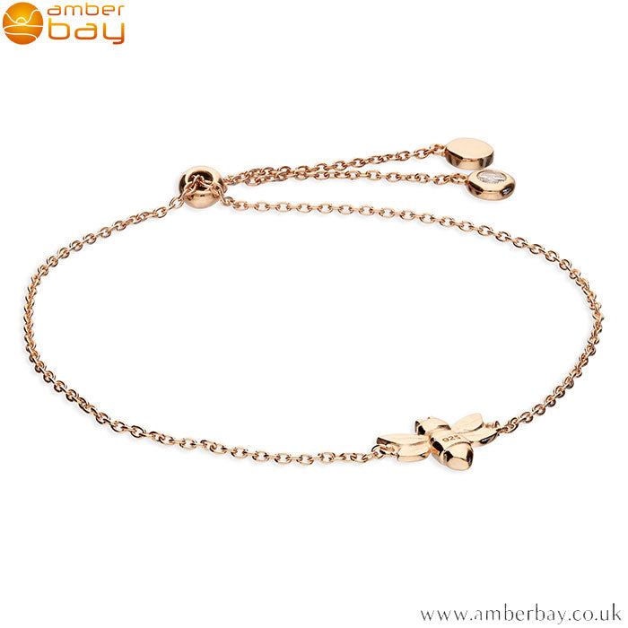 Rose Gold Plated Bee Slider Bracelet