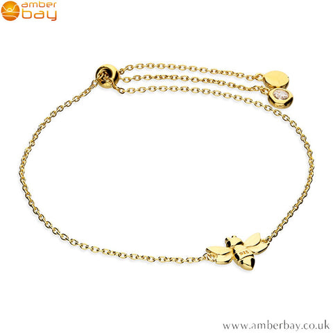 Yellow Gold Plated Bee Bracelet / Slider
