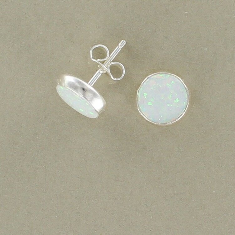 Sterling Silver and Opalique Stud Earrings