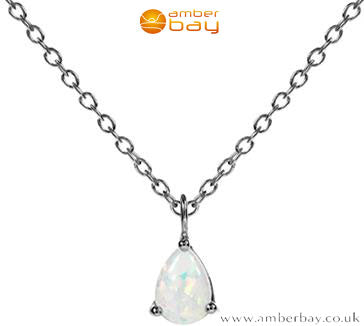 Sterling Silver and White Opalique Necklace