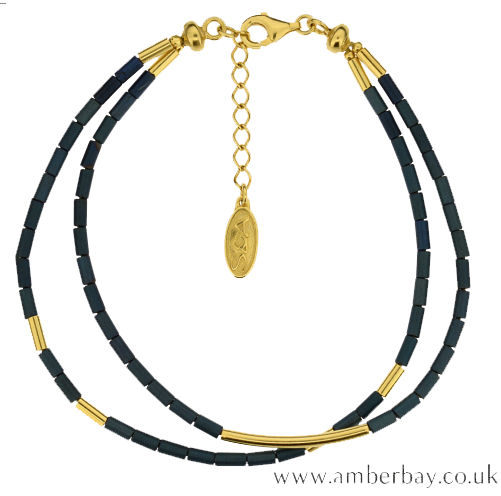 Coloured Hematite and Gold Plated Bead Bracelet