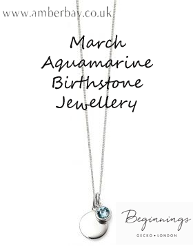 Beginnings March Aquamarine Swarovski Disc Pendant and Chain