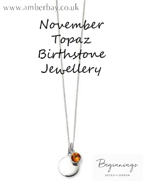 Beginnings November Topaz Swarovski Disc Pendant and Chain