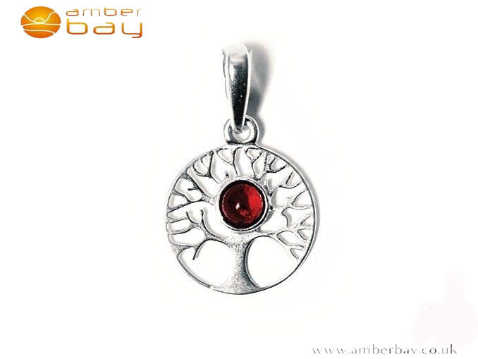 Silver and Amber Tree Of Life Pendant