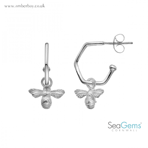 Sea Gems Sterling Silver Bee Hoop Earrings P1140