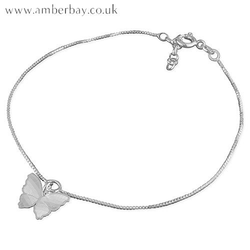 Silver 2025 butterfly anklet