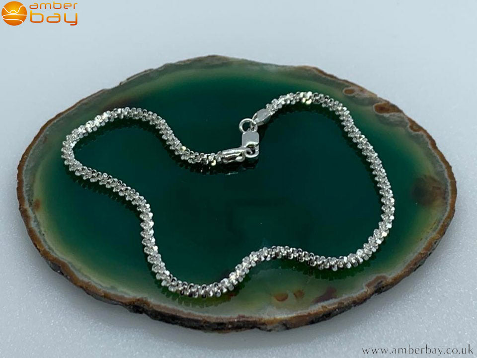 Sterling Silver Fancy Link Anklet