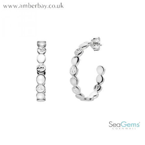 Sea Gems Sterling Silver Hammered Hoops P1203