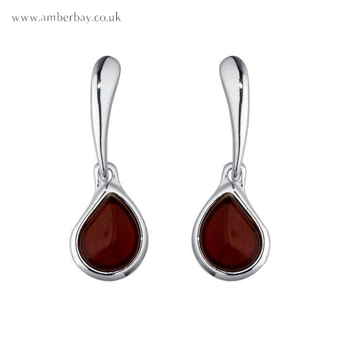 Sterling Silver and Cherry Amber Earrings