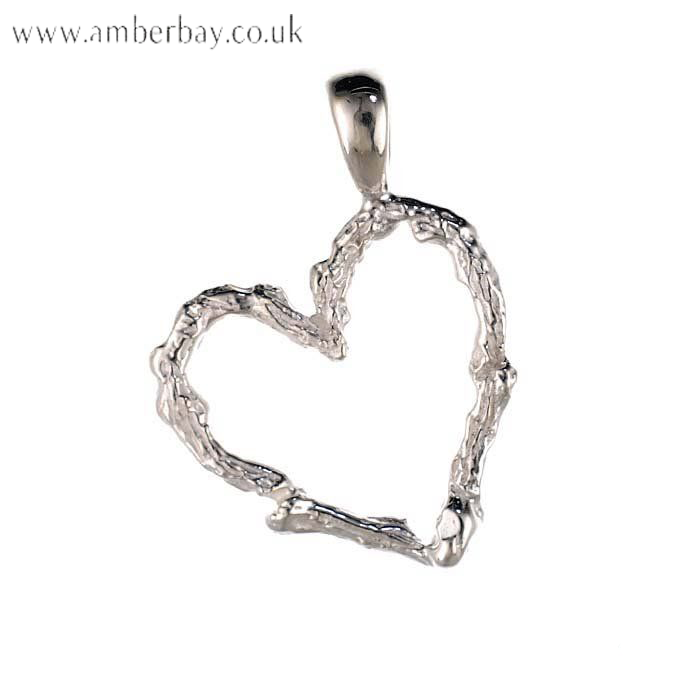 Sterling Silver Hammered Heart Pendant
