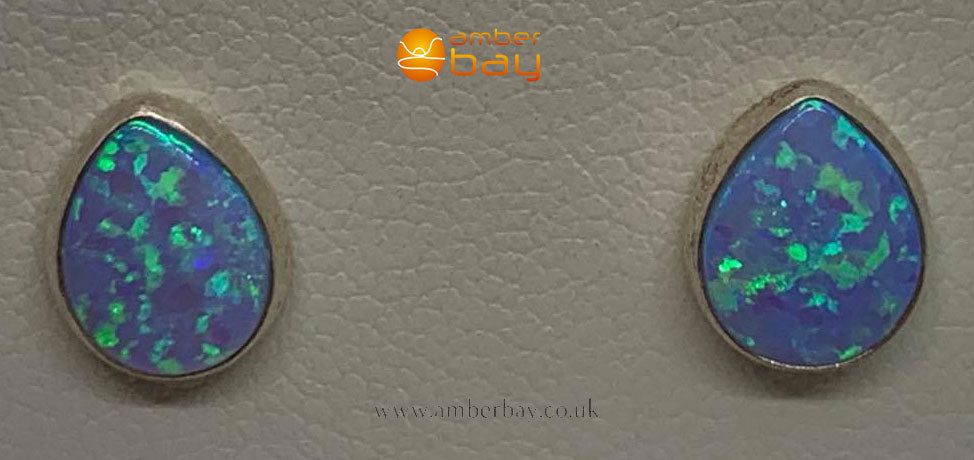 Sterling Silver and Opalique Stud Earrings