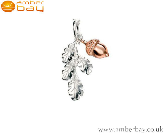 Sterling Silver and Rose Gold Plated Acorn Pendant