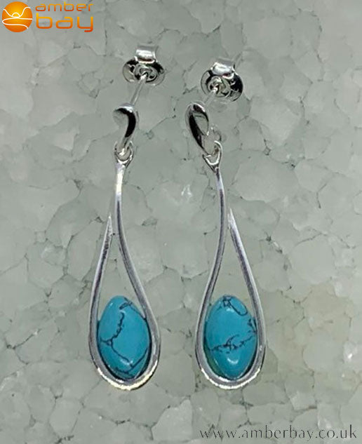 Sterling Silver and Turquoise Drop Earrings