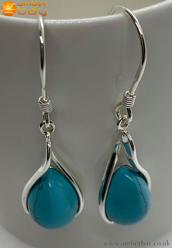 Sterling Silver and Turquoise Drop Earrings