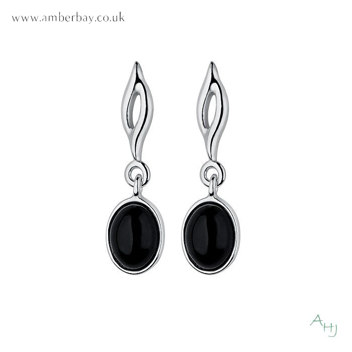 Whitby Jet and Sterling Silver Drop Earrings