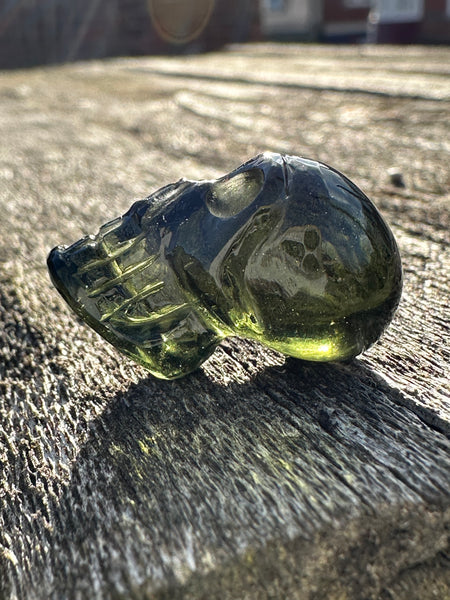 Moldavite skull