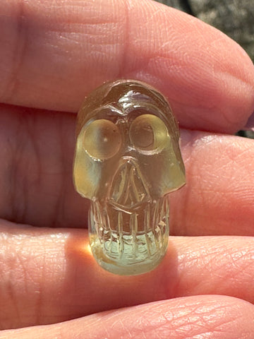 Genuine Libyan Desert Glass Skull Carving.