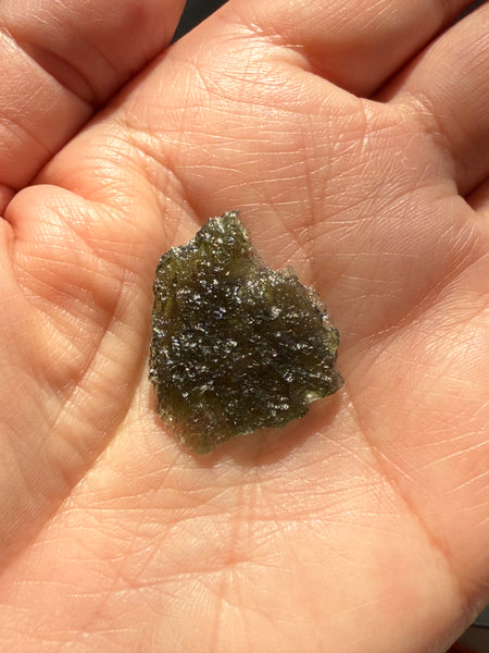Genuine, raw 2.15 grams Chlum Moldavite from Czech Republic.