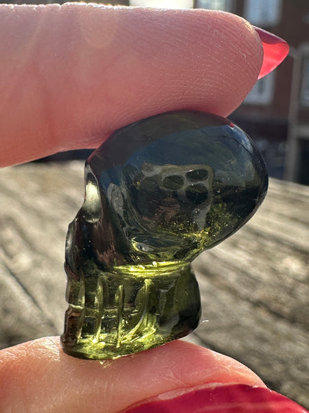 Moldavite skull