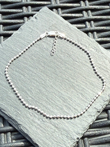 Sterling silver ball anklet with extender.