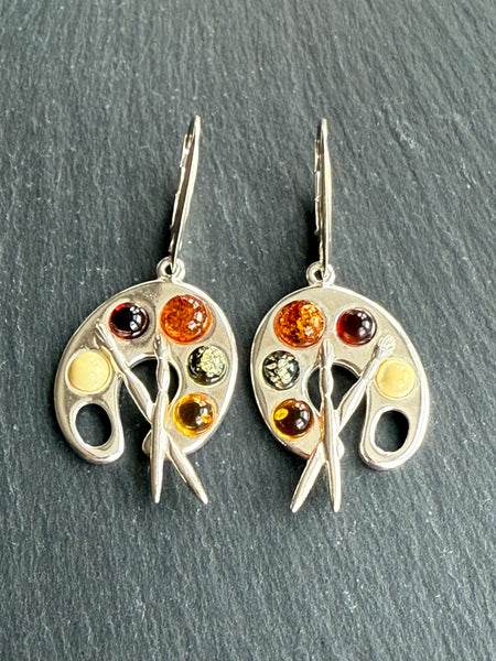Amber artist palette earrings