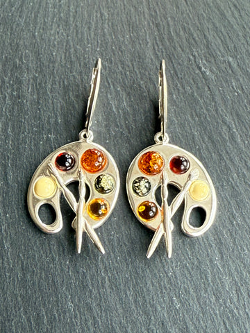 Amber artist palette earrings
