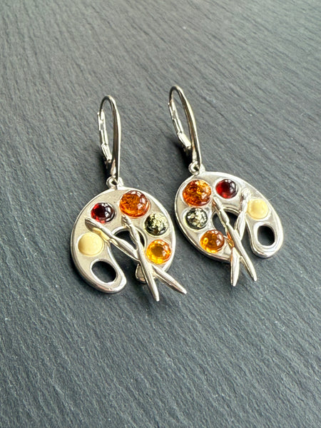 Amber artist palette earrings